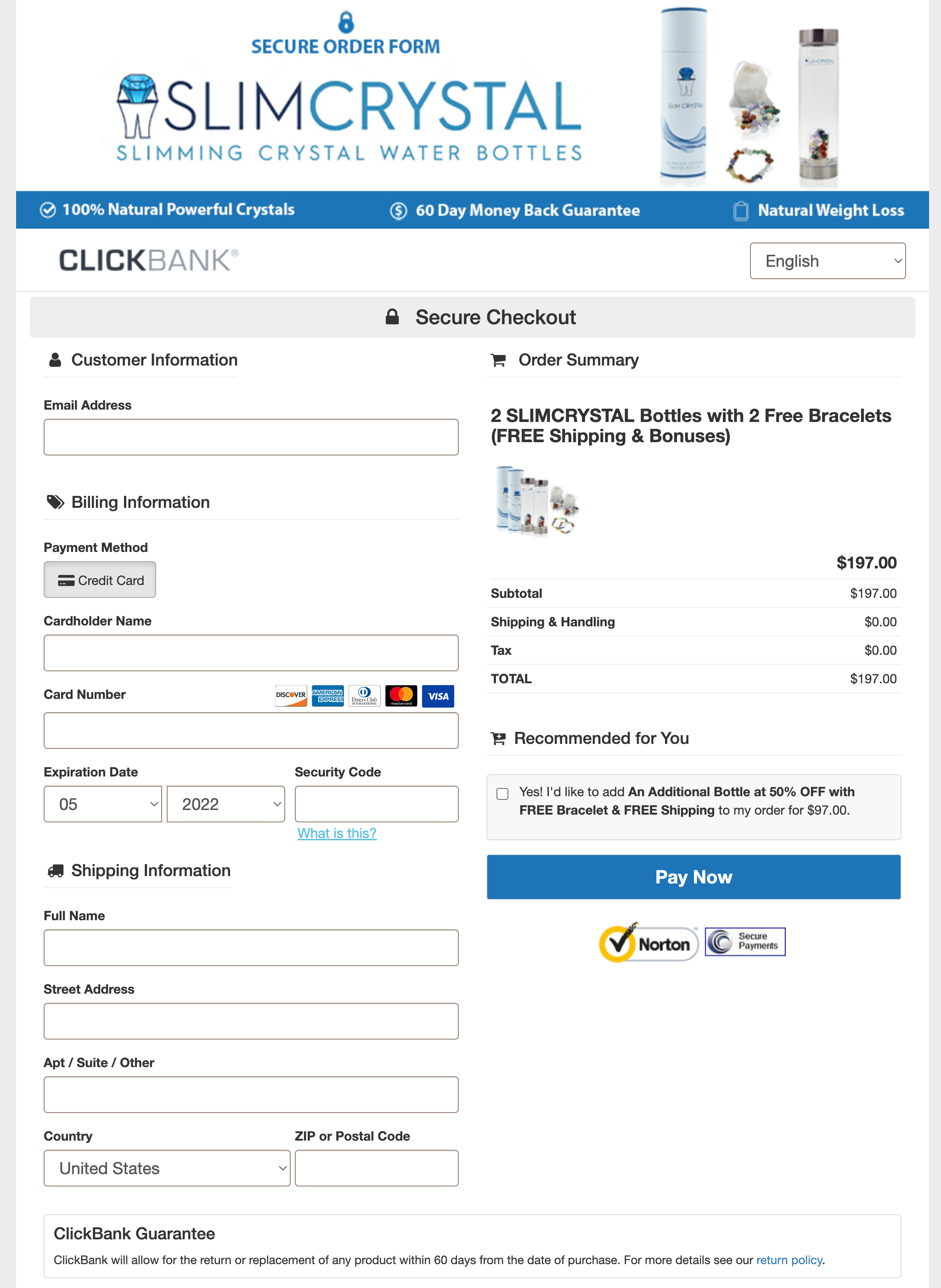 SlimCrystal Order Page